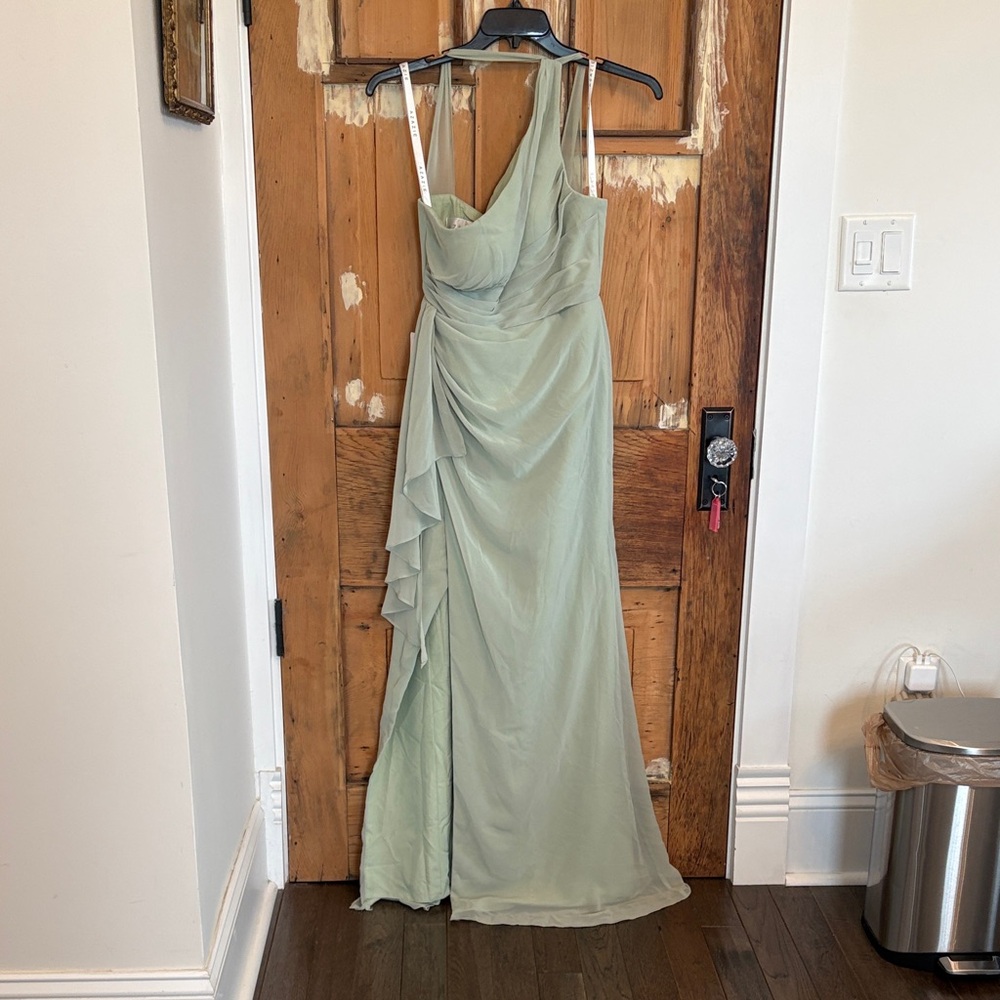 Azazie Maive Dusty Sage One-Shoulder Gown